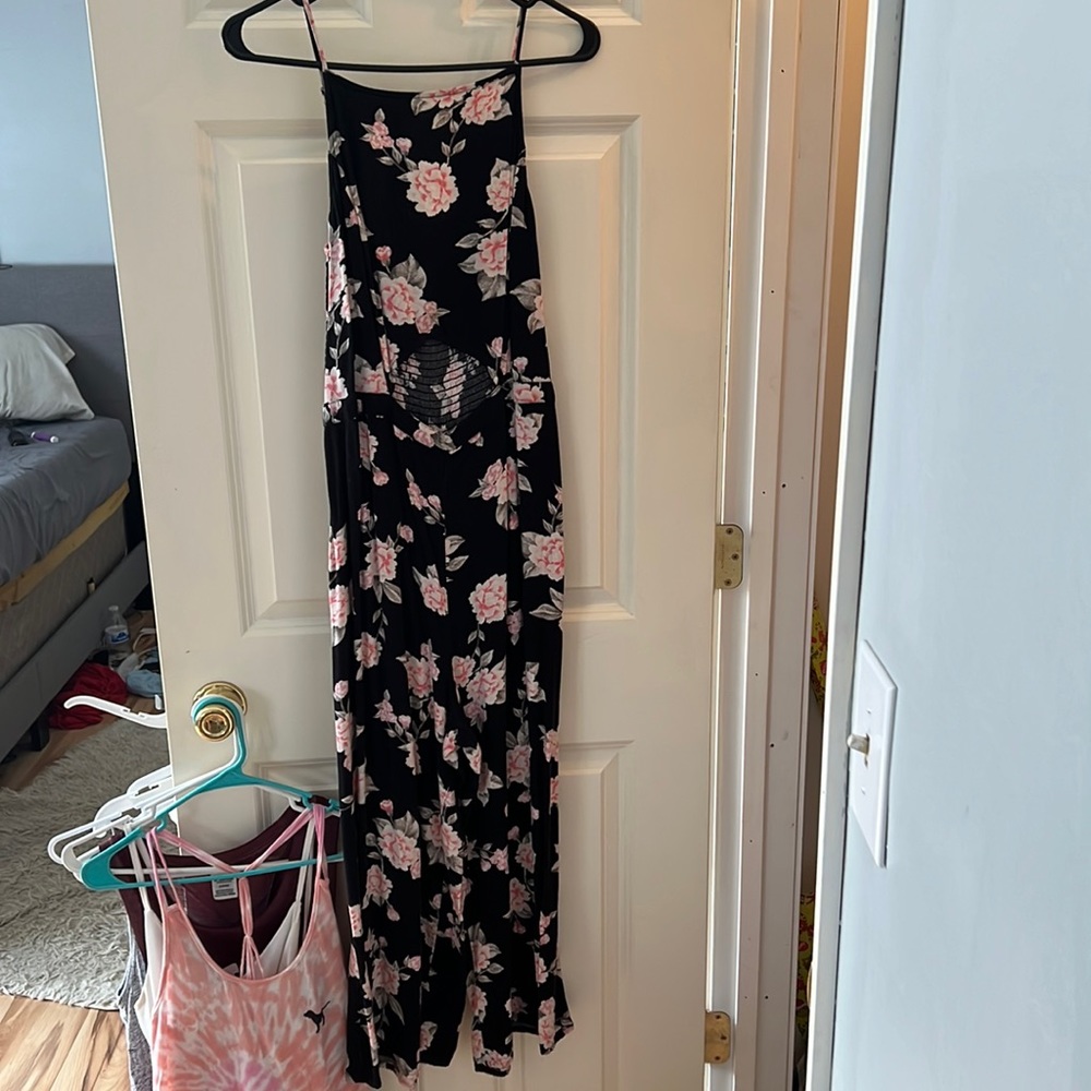 Open slit on belly cute capris jumpsuit